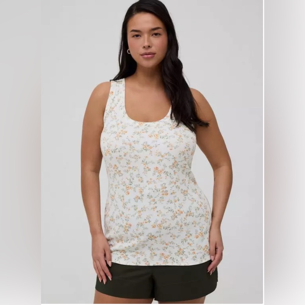 Torrid NWOT Cotton Modal Rib Scoop Floral Tank